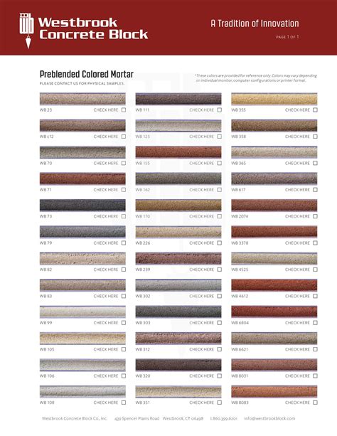 general shale mortar color chart